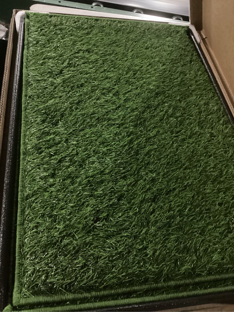 Condition photo showing New/Like New for petmaker artificial grass puppy pee pad with tray, reusable dog potty training mat for indoor & outdoor use, easy clean artificial turf surface for dogs and small pets, fake grass potty small 4-layer system