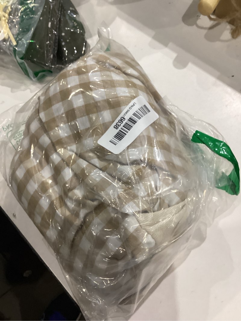 Condition photo showing New/Like New for khaki checkered sheer curtain tie up balloon curtain for kitchen bathroom rod pocket farmhouse linen voile valance for living room small window 1 panel width 59 x 39 inches length khaki 59"w x 39"h