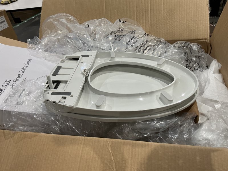Condition photo showing As Is for brondell bidet toilet seat non-electric swash ecoseat, fits elongated toilets, white - dual nozzle system, ambient water temperature - bidet with easy installation s101 elongated