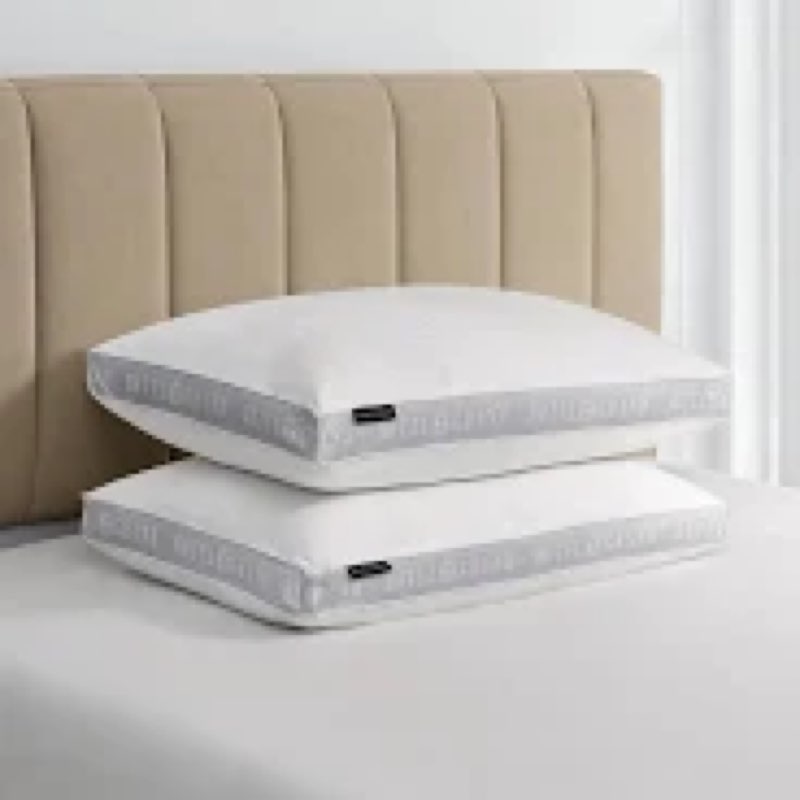 hotel grand bed pillows queen size set of 2, 500 thread count cotton cover, down alternative hotel p