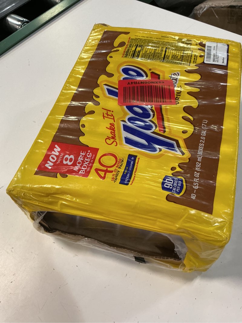 Condition photo showing New/Like New for (best by mar / 04 / 27 ) yoo-hoo chocolate flavored drink, 6.5 fl oz boxes 40 pack, ready to drink, caffeine-free, 99% fat-free, high in calcium & vitamin d chocolate 6.5 fl oz (pack of 40)