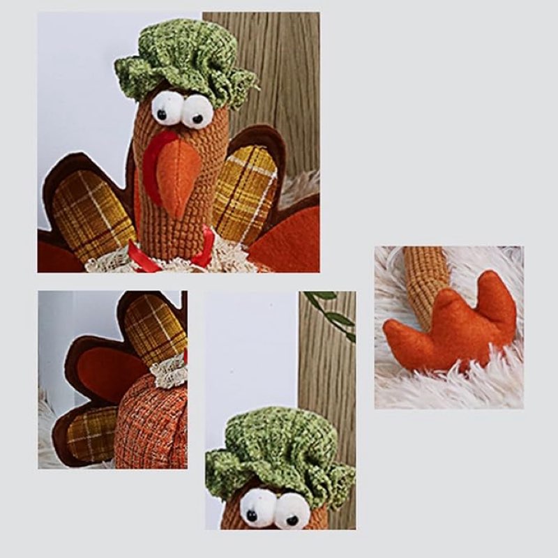 Yerliker 2 Pcs Thanksgiving Turkey Plush Decoration Porch Decor 23.6 to 39.3 Inch Standing Large Tur