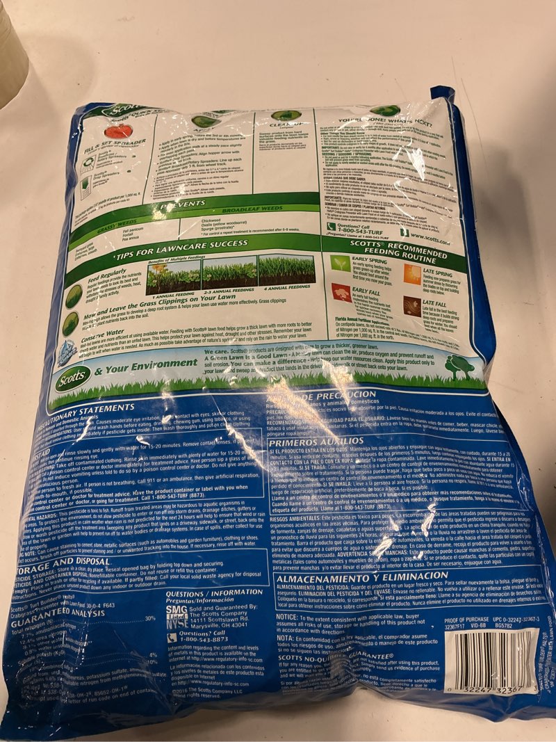 Condition photo showing New/Like New for scotts turf builder halts crabgrass preventer with lawn food - pre-emergent weed killer, fertilizer, 5,000 sq. ft., 13.35 lb.