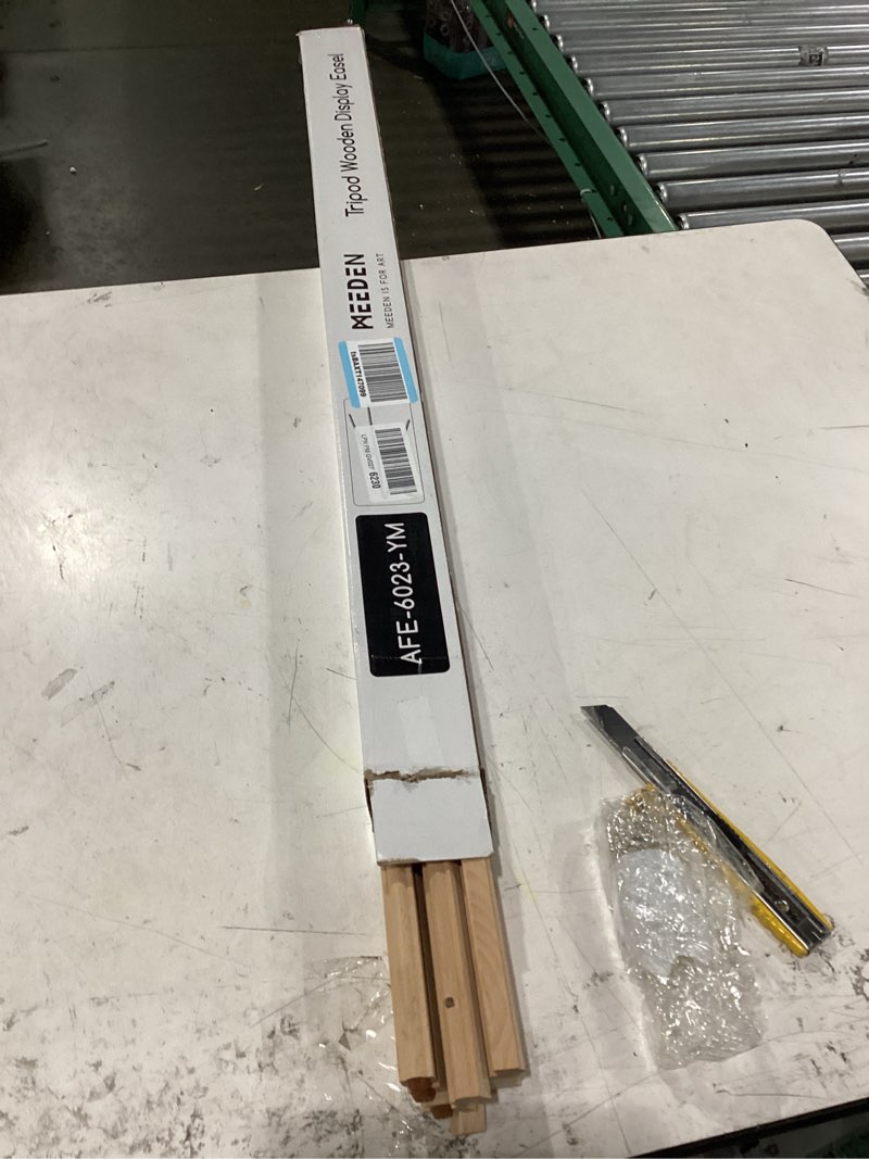 Condition photo showing New/Like New for meeden wood easel stand for display: wooden display tripod stand for posters pictures paintings - wedding decor holder for welcome sign natural color