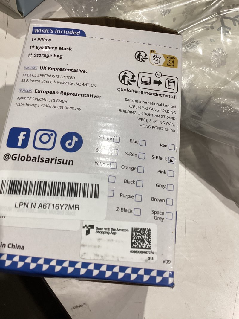 Condition photo showing Good Condition for Travel Pillows for Airplanes, Airplane Pillow for Long Flight Car Road Trip, Airplane Head Strap with Sleep Eye Mask, 360° Support Headrest, Stop Bobblehead Travel Neck Pillow, Mottled Black