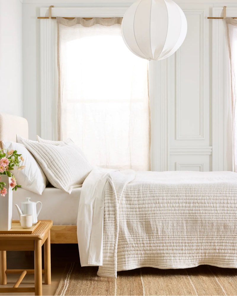 organic cotton channel stitch coverlet king/cal king (108in x 92in)