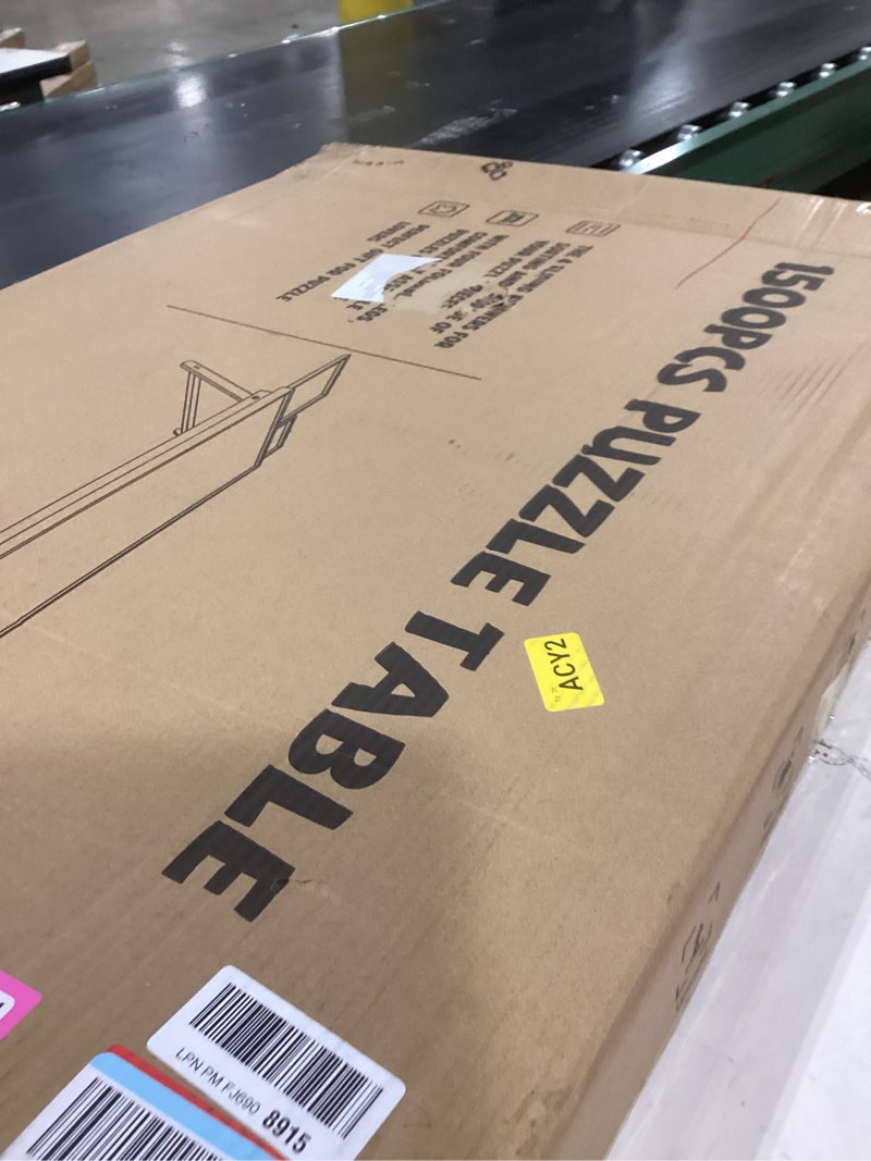 Condition photo showing New/Like New for Yacona Puzzle Board 1500 Pieces,34.3”x 26” Jigsaw Puzzle Table with Folding Legs,4 Drawers and Cover,Portable Board Game Table for Adults and Teens with No Installation Required 1500pcs Wooden Color