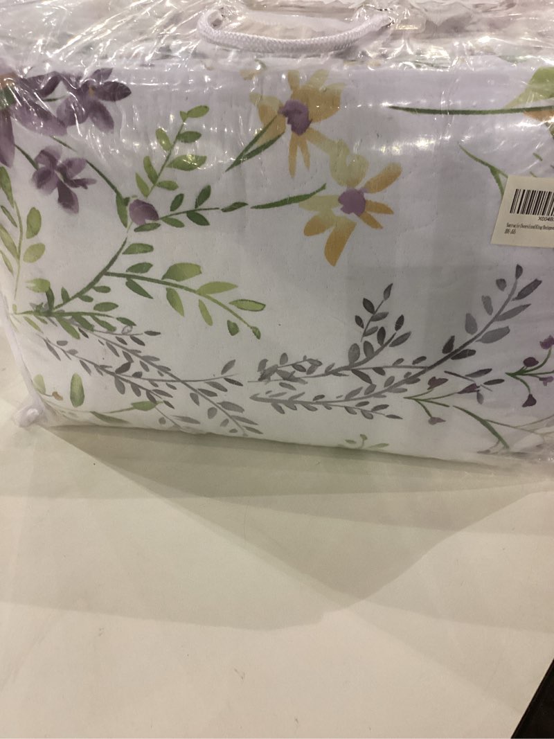 Sanracie Oversized King Bedspread(128"x120"),100% Cotton Green Floral Quilt Set 3Pcs Lightweight Flower Bird Butterfly Print Botanical Bedding Coverlet California King Size Extra Large Wide Oversized King Plus(128*120) Floral a