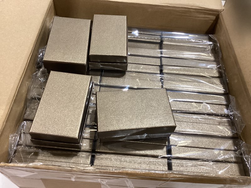 Condition photo showing Good Condition for tenceur 100 pcs jewelry gift boxes bulk kraft jewelry cardboard box for necklace earring bracelet storage package 3.2 x 2 x 1.2 in dark brown