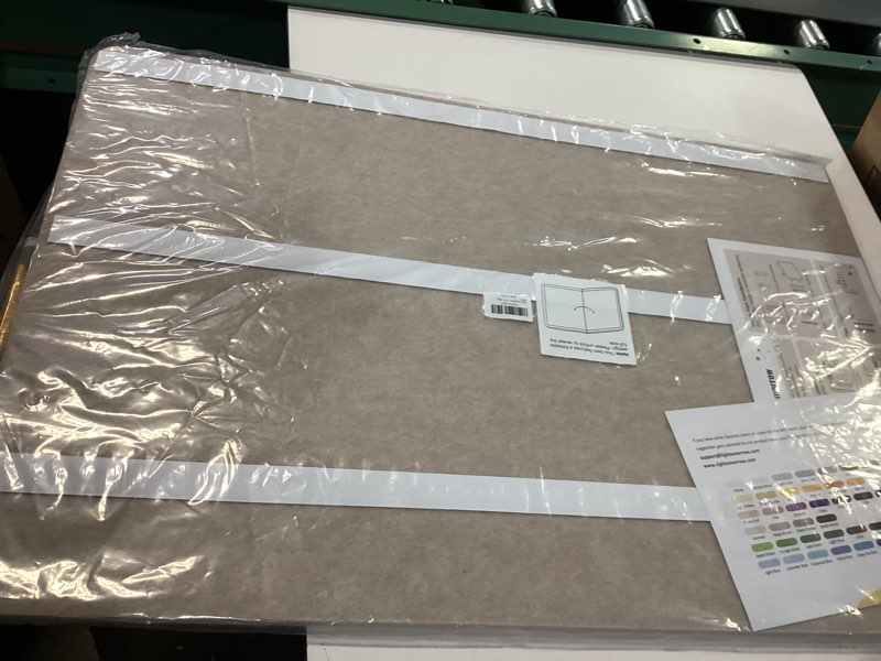 Condition photo showing Good Condition for large bulletin board - 48 x 36 inches, decorative felt pin board for wall - 4' x 3' foldable photo display board with self-adhesive tape, includes 20 push pins - beige brown beige brown 48×36 inches