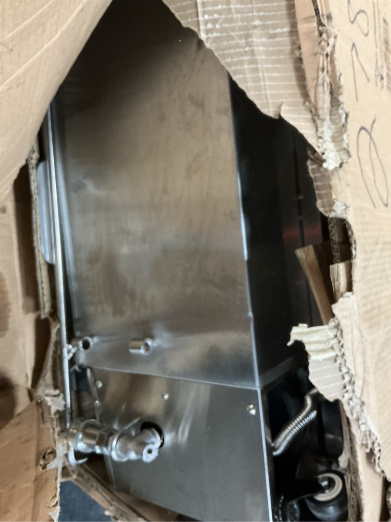 Condition photo showing As Is for vevor fryer oil filter machine, hot oil container 55l /116 lbs/15 gal, commercial deep fryer oil filter 10 l/min, cooking oil filter pump & oil hose, 300w mobile fryer filter kitchen restaurant
