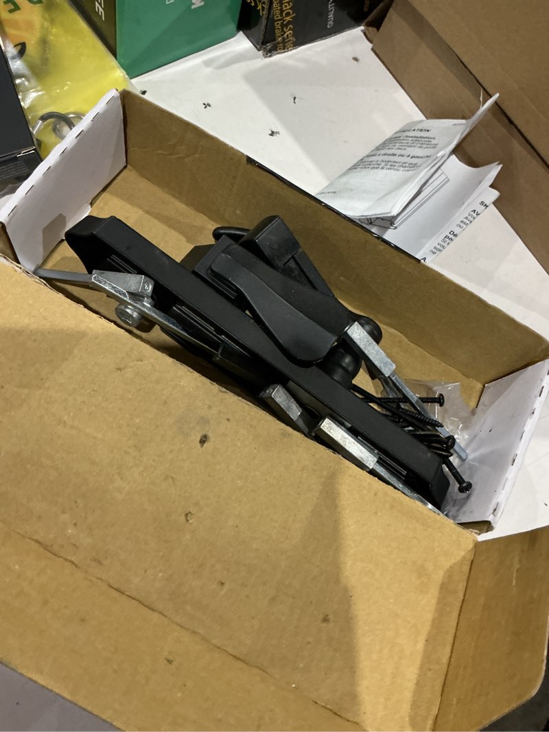 Condition photo showing As Is for ideal security door lever with deadbolt lock for out-swinging doors, matte black matte black 2-posts with tie-down screw