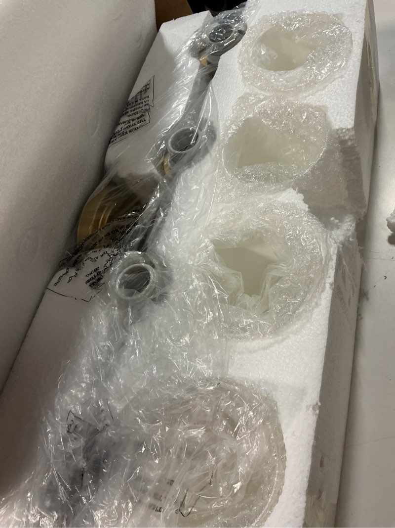 Condition photo showing Good Condition for 4-Light Bathroom Vanity Light, Brushed Gold Vanity Lights for Bathroom, Modern Champagne Gold Wall Sconce with White Glass Shades, Anti-Rust Light Fixtures over Mirror (Bulbs Not Included, E26 Base) Brushed Gold-4 Light
