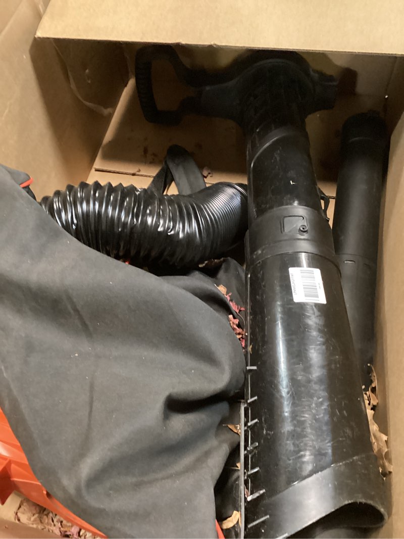Condition photo showing As Is for BLACK+DECKER Leaf Blower, Leaf Vacuum and Mulcher 3 in 1, Backpack Blowers for Lawn Care,250 mph Airflow, 400 cfm Delivery Power, Reusable Bag Included, Corded (BEBL7000)