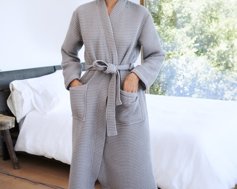 organic turkish waffle robe size m