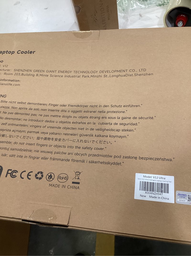 Condition photo showing New/Like New for llano V12 Ultra Laptop Cooling Pad with Smart Software Control, RGB Gaming Laptop Fan Cooler Stand, 5.5" Turbo Fan, Adjustable Speed, 3-Port USB 3.0 Hub, 3 Height Stands, for 15.6"-19" Laptops, Black