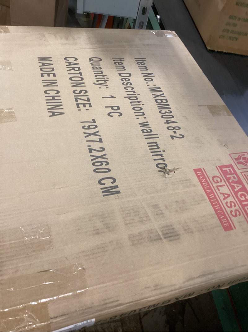 Condition photo showing New/Like New for 20x28 inch rectangle bathroom vanity mirror for wall mounted over sink farmhouse rustic matte black frame barn door mirrors foyer entryway decor black 28"l x 20"w