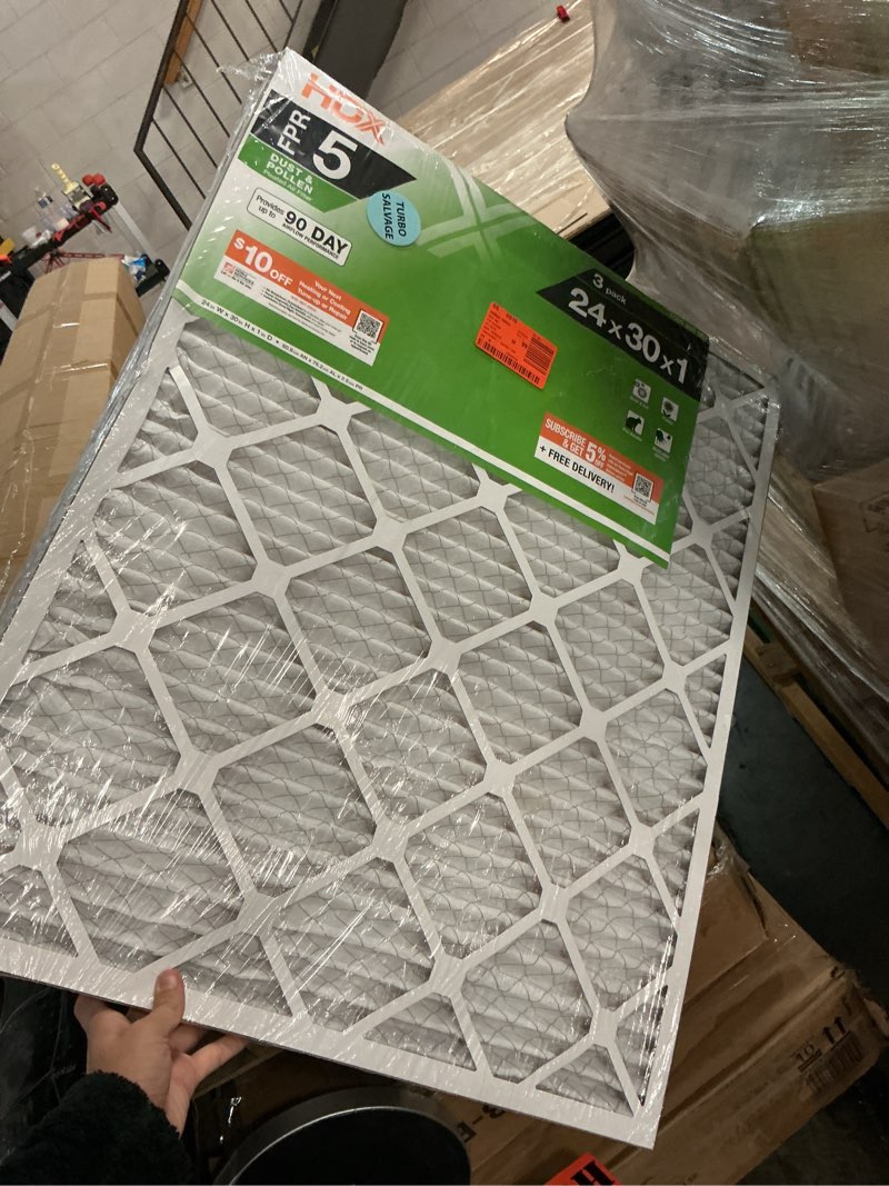 Condition photo showing New/Like New for 24 in. x 30 in. x 1 in. standard pleated furnace air filter fpr 5, merv 8 (3-pack)