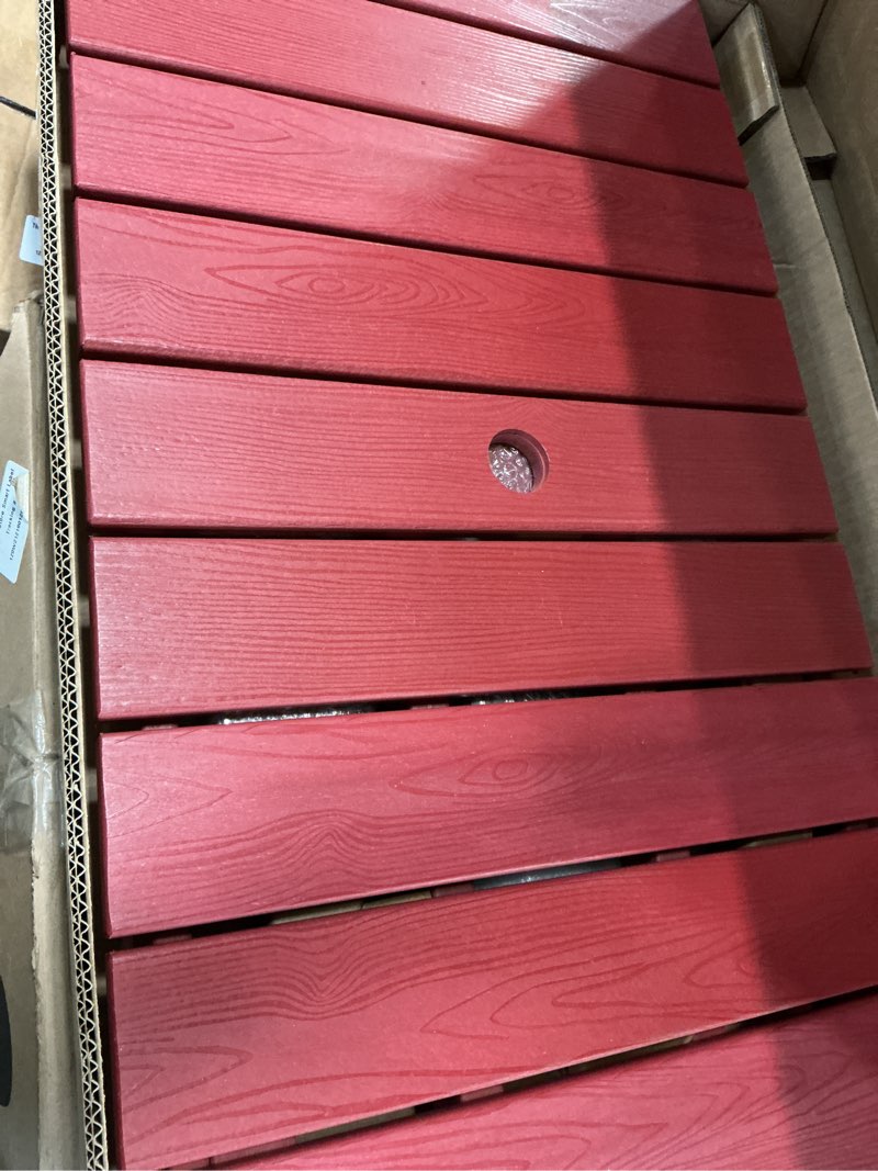 Condition photo showing Good Condition for serwall outdoor coffee table with 1.69" umbrella hole, hdpe patio coffee table for outside, rectangle, red red 1 table (umbrella hole)