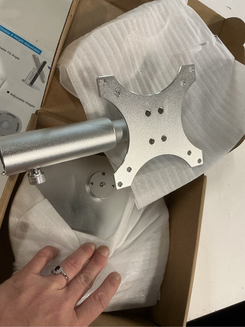 Condition photo showing New/Like New for stand for echo show 15 (1st, 2nd gen), echo show 21 with swivel and tilt design, 4-level height settings, aluminum mount stand for show 21, vesa-compatible for 15-21" displays (silver-swivel)