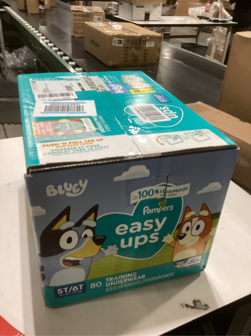 Condition photo showing New/Like New for Pampers Training Pants - Easy Ups Boys & Girls Bluey - Size 5T-6T, 80 Count, Children's Potty Underwear (Packaging May Vary) 5T-6T 80