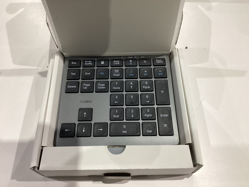 Condition photo showing Good Condition for Nulea Wireless Number Pad Bluetooth 5.0 & 2.4G Portable Numeric Keyboard, USB-C Rechargeable, 34-Keys Bluetooth Keyboard for Data Entry, Compatible for Laptop, Mac, iMac, Tablet, PC Desktop A-Silver Black