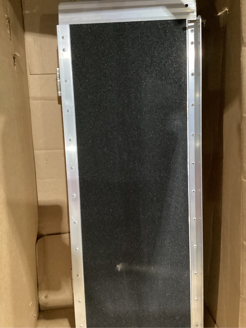 Condition photo showing As Is for Portable Ramp 6FT, gardhom Non Skid Aluminum Folding Wheelchair Ramp Handicap Ramp Wheel Chair Ramps for Home Entrance Threshold Doorways Stairs Curbs Scooter 6 Foot (Applicable height 6"-12")
