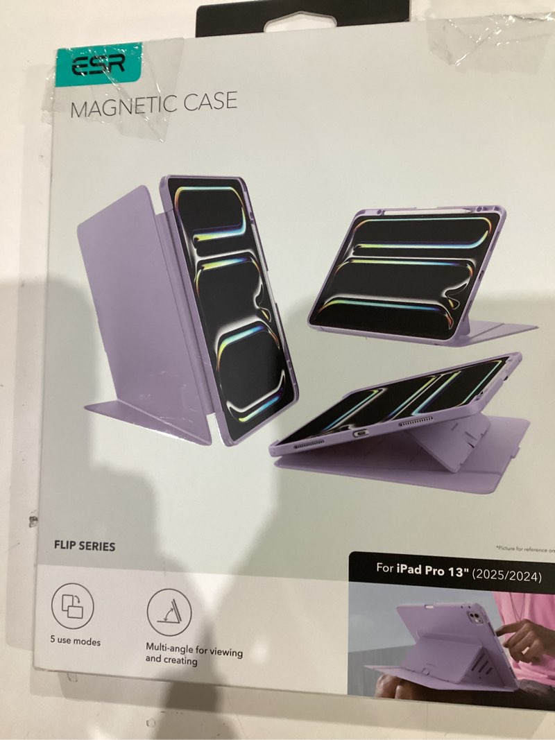 Condition photo showing New/Like New for ESR for iPad Pro 13 Inch Case (M5/M4) 2025/2024, Vertical Stand Cover, Multi Stand Angles, Ultra-Stable Case with Pencil Holder, Flip Series, Purple iPad Pro 13" M5/M4 (2025/2024) Purple