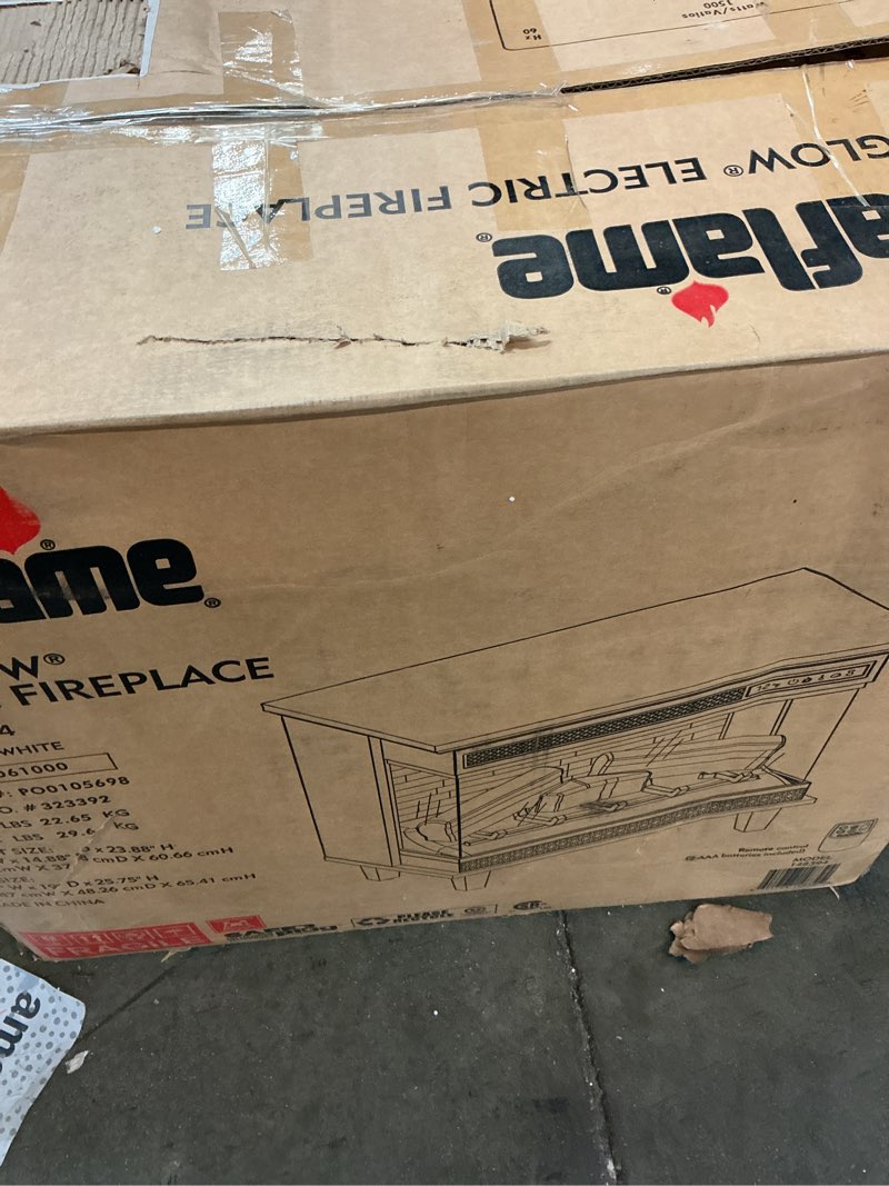 Condition photo showing Good Condition for model: 148394  antique white duraflame® electric fireplace wall mantel with infrared heater and remote control, bright white