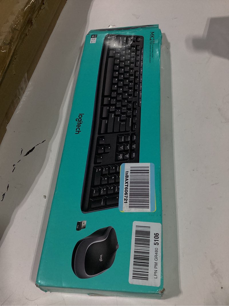 Condition photo showing Good Condition for logitech mk270 wireless keyboard and mouse combo for windows, 2.4 ghz wireless, compact mouse, 8 multimedia and shortcut keys, 2-year battery life, for pc, laptop - black black 1 pack combo