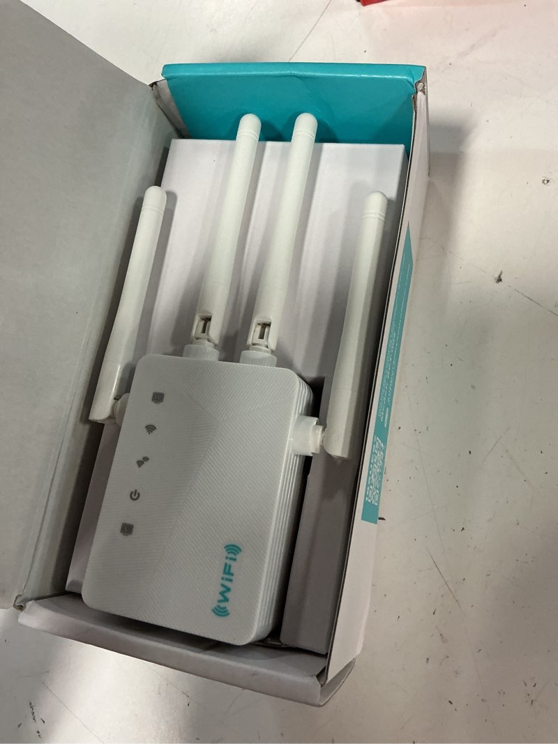 Condition photo showing Good Condition for 2026 wifi extender signal booster for home & outdoor - 5x faster internet booster with ethernet port, covers 13,000+ sq.ft house & yard | long range wireless repeater amplifier, works with any router white