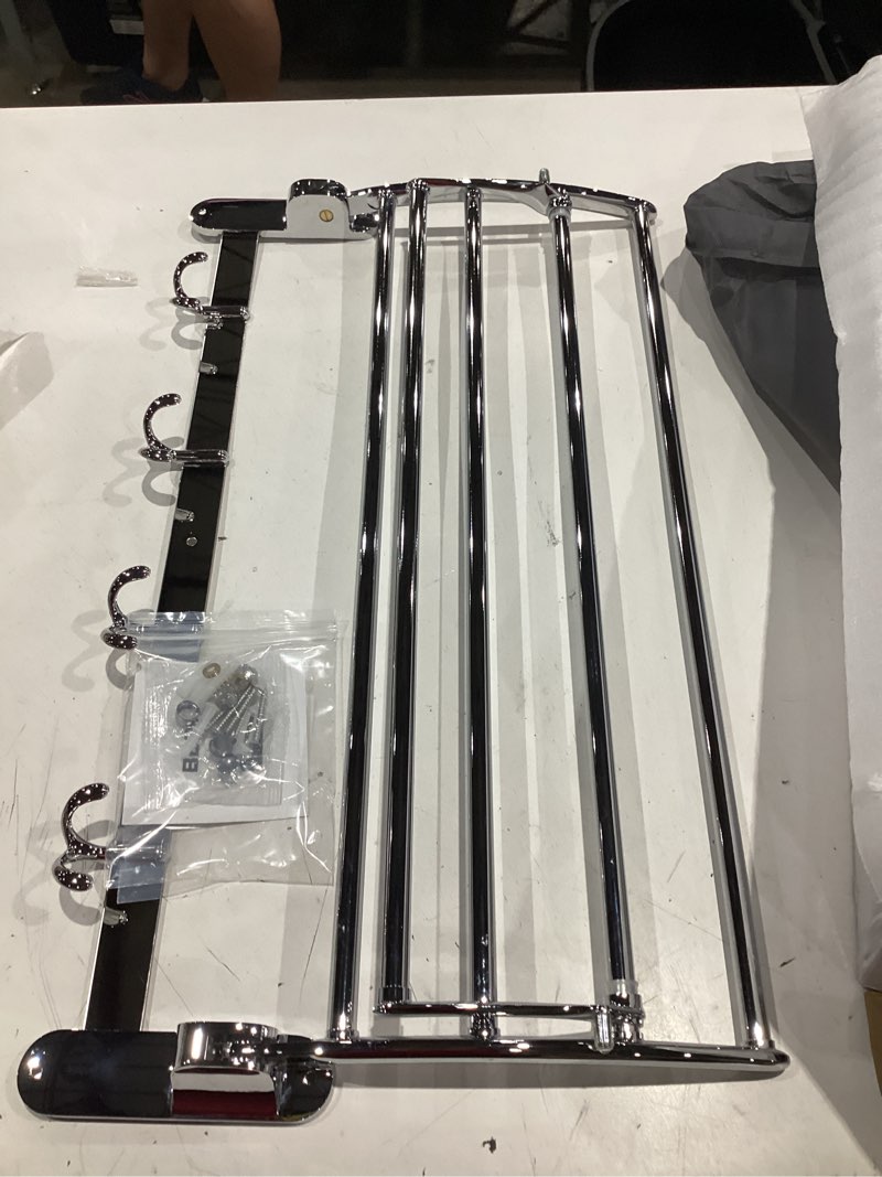 Condition photo showing Good Condition for hand towel holder,towel bar rail, stainless steel towel rack folding bath towel rack bathroom hardware pendant stainless steel wall mounted bathroom towel rack brushed towel shelf towel holder hotel r (we don’t know size)
