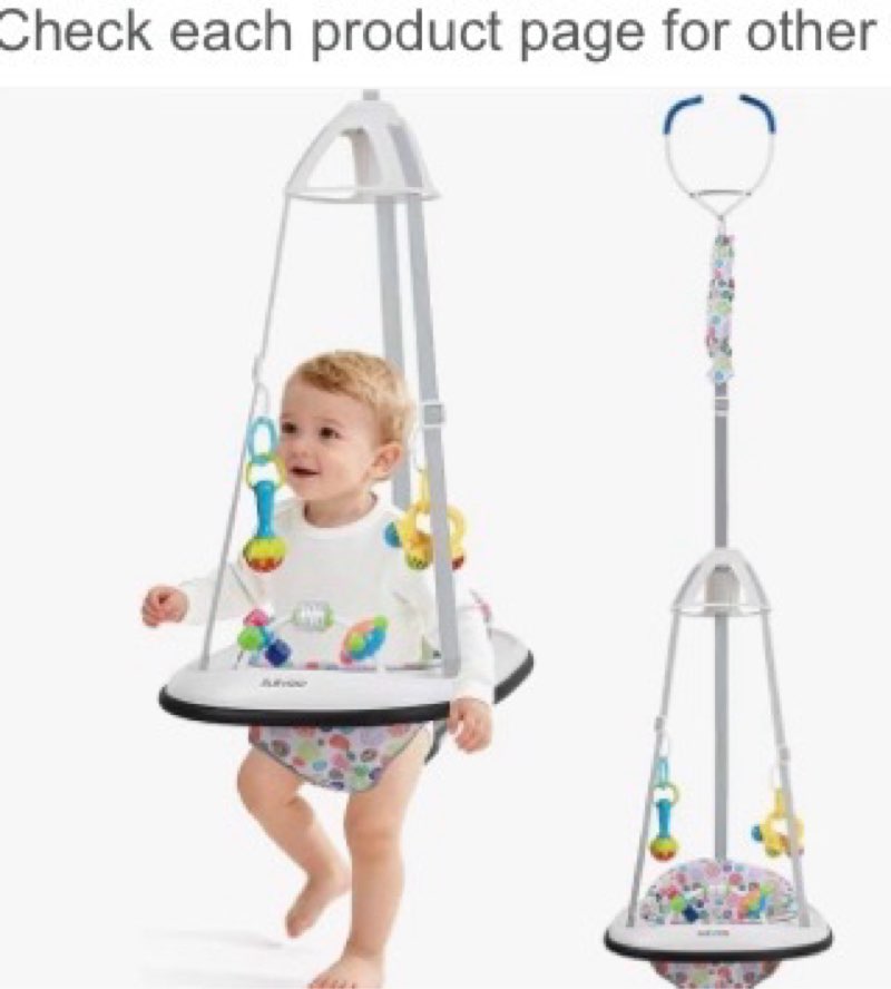 Slevoo Baby Jumper, Baby Door Jumper with Bumper, Play Tray and Two Jingle Rattles, Joyful Bubbles