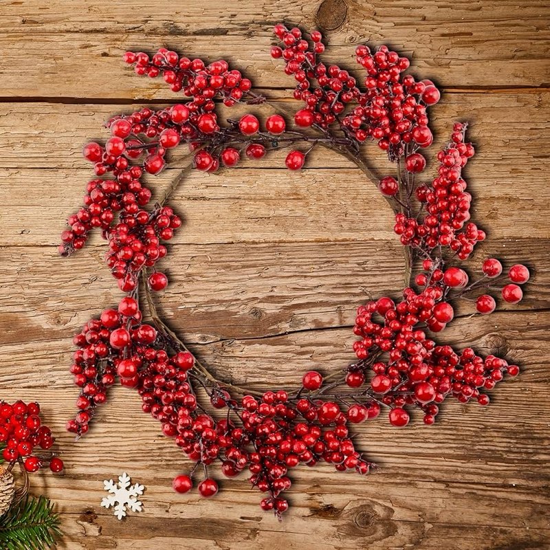 auldhome design christmas greenery candle wreaths (2-pack, red berry); holiday winter and wedding de