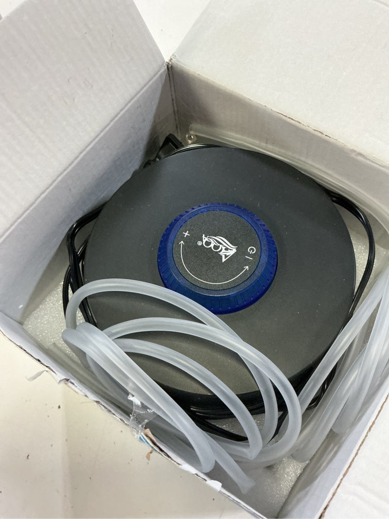 Condition photo showing As Is for aqqa aquarium air pump, quiet powerful fish tank air pump 3w/6w/10w with stainless steel dual outlet, adjustable oxygen aerator pump with air stone bubbler for fish tank up to 200 gallon 10w (tubby) 10w(tank up to 200 gallon aquariums)