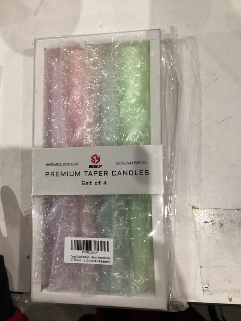 Condition photo showing New/Like New for Twisted Candlestick Spiral Taper Candles Smokeless Candle Stick Unscented Wax Candles Candy Colorful Candle Odorless Tapered Candle for Home Décor Weddings Festive Seasons Holiday 23D4PC-CANDY 10INCH