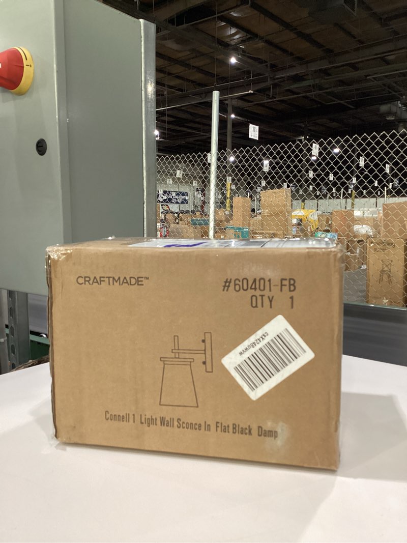 Condition photo showing New/Like New for Craftmade 60401-FB Connell Wall Sconce, (1) E26 Sockets, Flat Black (Bulbs NOT Included)