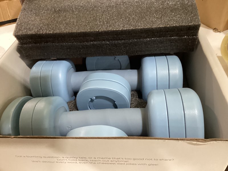 Condition photo showing Good Condition for adjustable dumbbell set?2lb 3lb 4lb 5lb light hand weights for women?one-twist weight adjustment?non-slip curved grip handle?free weights for home gym, rehab, pilates, yoga, strength training ocean blue