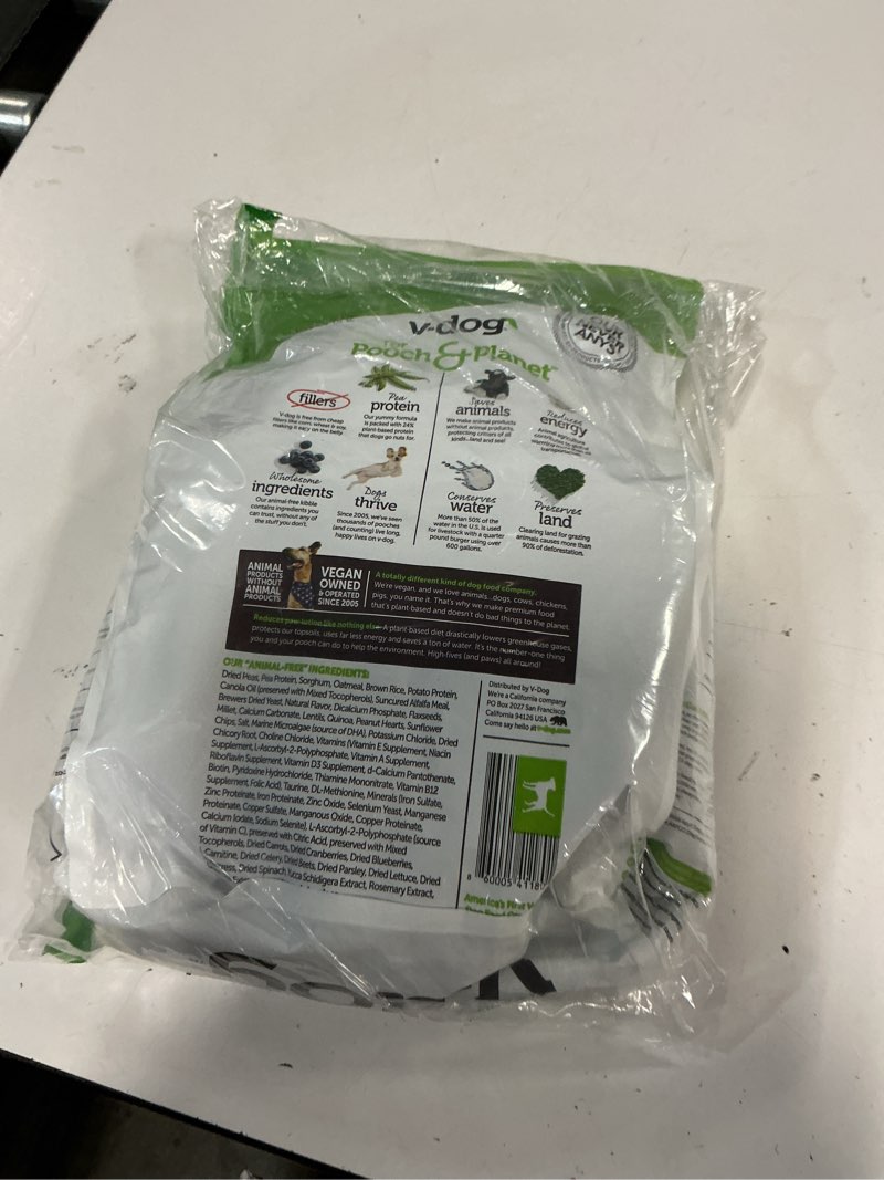 Condition photo showing New/Like New for (BEST USED BY :02/05/27) V-dog Vegan Mini Kibble Dry Dog Food (4.5 LB) Small Breed Dogs | Plant-Based Protein with Added Taurine for Sensitive Stomach and Skin | All Natural Made in US Vegetarian/Vegan Dry Dog Food 4.5 Pound (Pack of 1)