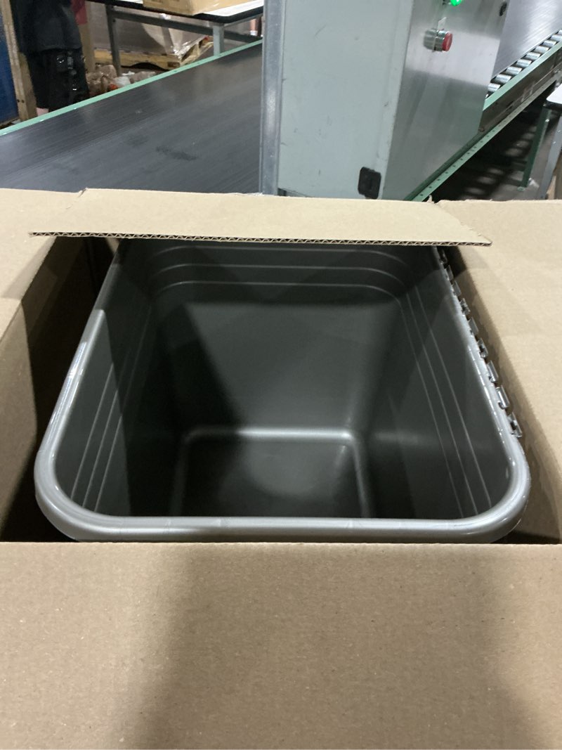 Condition photo showing As Is for petmate enclosed cat litter boxes with hinged lid and wide top entry opening, cat litter box enclosure with filter lid, made in usa, scoop not included 1 count (pack of 1) gray