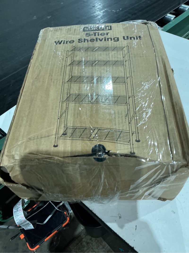 Condition photo showing As Is for 5-tier  wire shelving unit