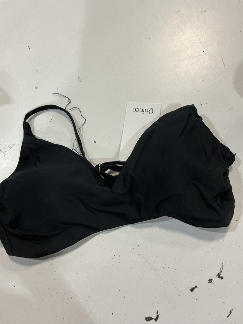 Condition photo showing As Is for italian v-neck bikini top, m, black