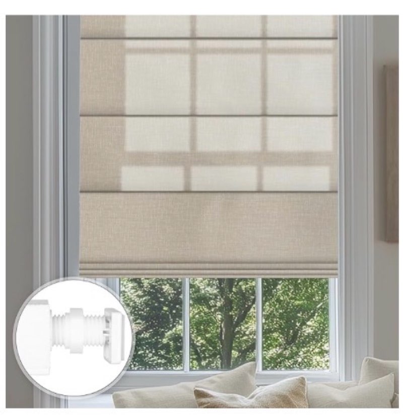 No Drill Roman Shades for Windows No Tools Roman Shades, UV Protection, Thermal Insulation Roman Blinds, Easy to Install, Light Filtering-Beige Custom Size. Incomplete 