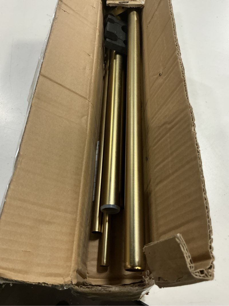 Condition photo showing Good Condition for Warm Gold Double Curtain Rods 72-144", Double Curtain Rods with Cap Finials, 1 Inch Front and 5/8 Inch Back Double Drapery Rod, Adjustable Dual Curtain Rod Gold Double Window Treatment Rods Warm Gold Double Rod 72-144"