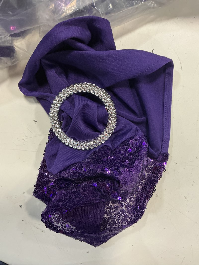 Condition photo showing Good Condition for nc sequin chair sashes spandex, pack of 50 sequin stretch with buckle chair bands for wedding banquet birthday graduation party anniversary prom celebration chair decorations (dark purple, 50pcs) dark purple 50pcs