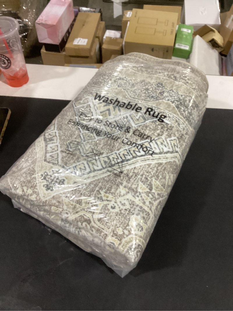 Condition photo showing Good Condition for Hallway Washable Runner Rug - 2'6x14 Kitchen Rugs Entryway Rug Runner Vintage Soft Floor Mat Non Slip Indoor Farmhouse Carpet for Bathroom Living Room Bedroom (2'6''x14', Beige) 2'6" x 14' (Rectangular) Beige