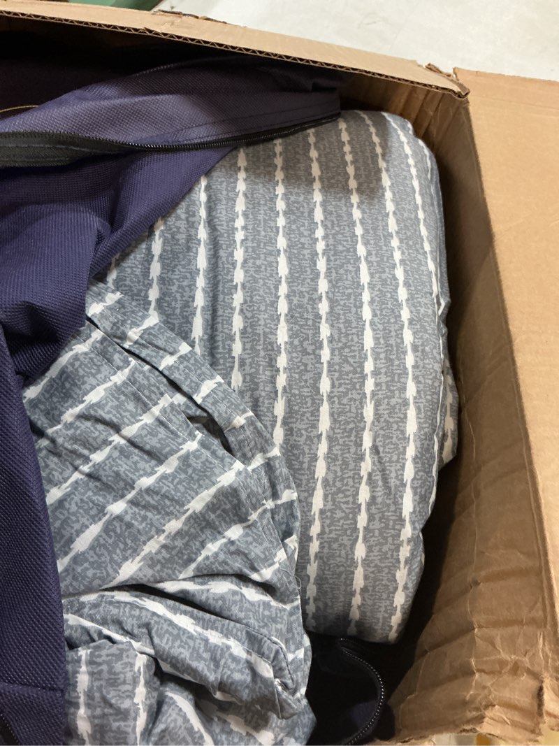 Condition photo showing As Is for YnM Weighted Blanket,Heavy 100 Percent Oeko-Tex Certified Cotton Material(Blue White, 80''x87'' 25lbs), Two Persons(110~190lb) Sharing Use on Queen/King Bed | A Duvet Included 80 in x 87 in 25 lb Original Cotton Blue White