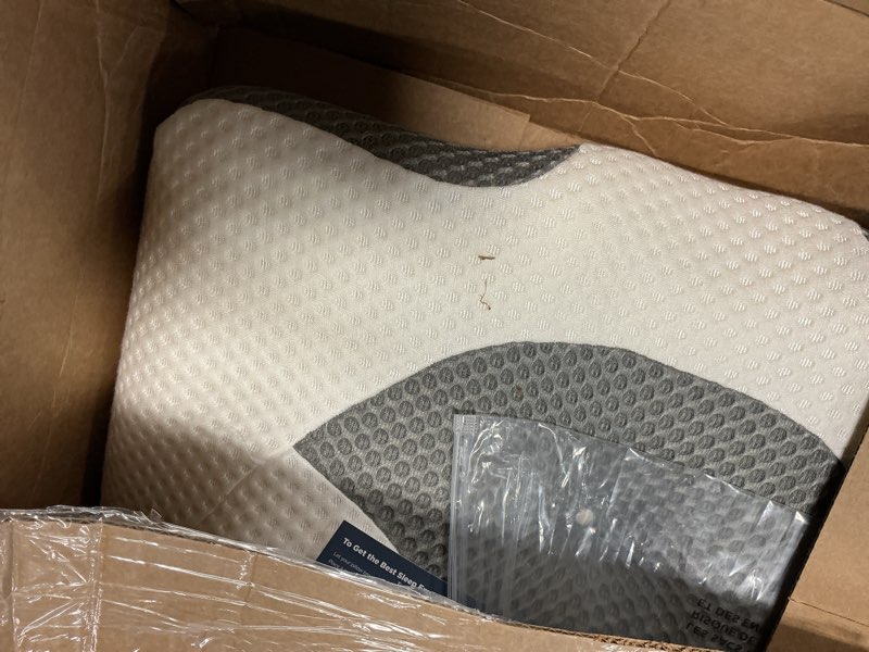 Condition photo showing Good Condition for osteo cervical pillow for neck pain relief, hollow design odorless memory foam pillows with cooling case, adjustable orthopedic bed pillow for sleeping, support for side back sleepers queen(25.5*16.5*5.2/4.1 inches) dark grey