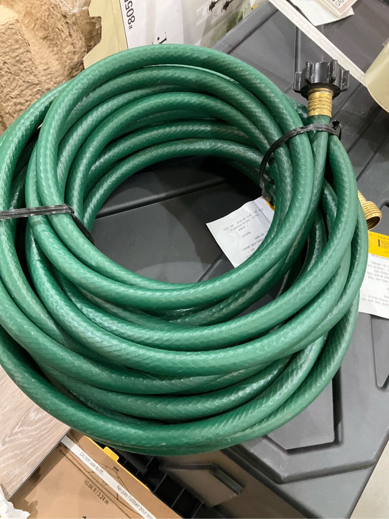 Condition photo showing As Is for project source 1/2-in x 50-ft light -duty vinyl green hose