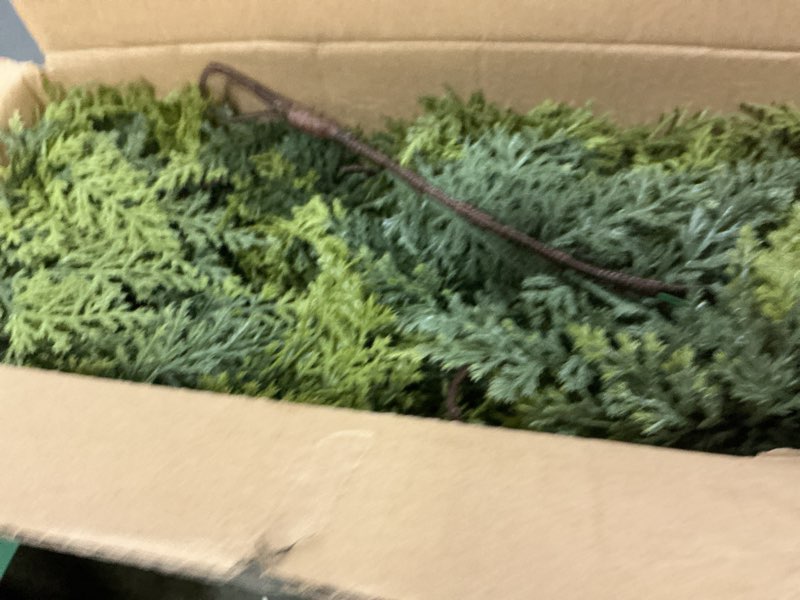 Condition photo showing Good Condition for 2pcs christmas cedar garland artificial real touch thickness realistic greenery pine garland for mantle fireplace outdoor indoor christmas decorations 6ft 6ft 2